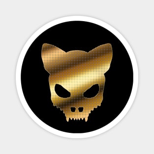 Devil Cat-Skull In Faux Gold Halftones Magnet